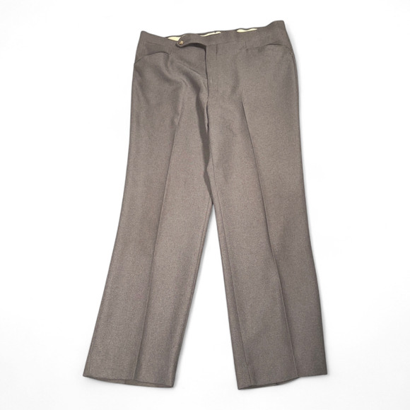 Vintage Polyester Dress Pants Mens 38x30 Brown USA Made Ultra Motion Elastic 70s - Picture 1 of 10